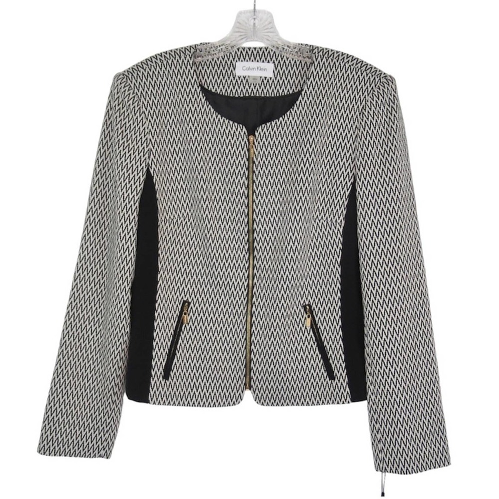 CALVIN KLEIN Zigzag Chevron Jacket Zip-Up Jacket Women’s Size 14 NEW
